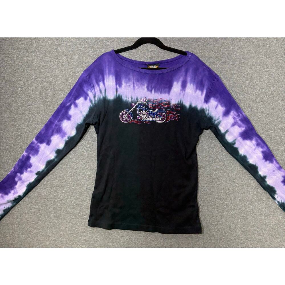 Twin Motorcycle Apparel | VINTAGE Tie Dye Bedazzled Rhinestone Beaded | Large